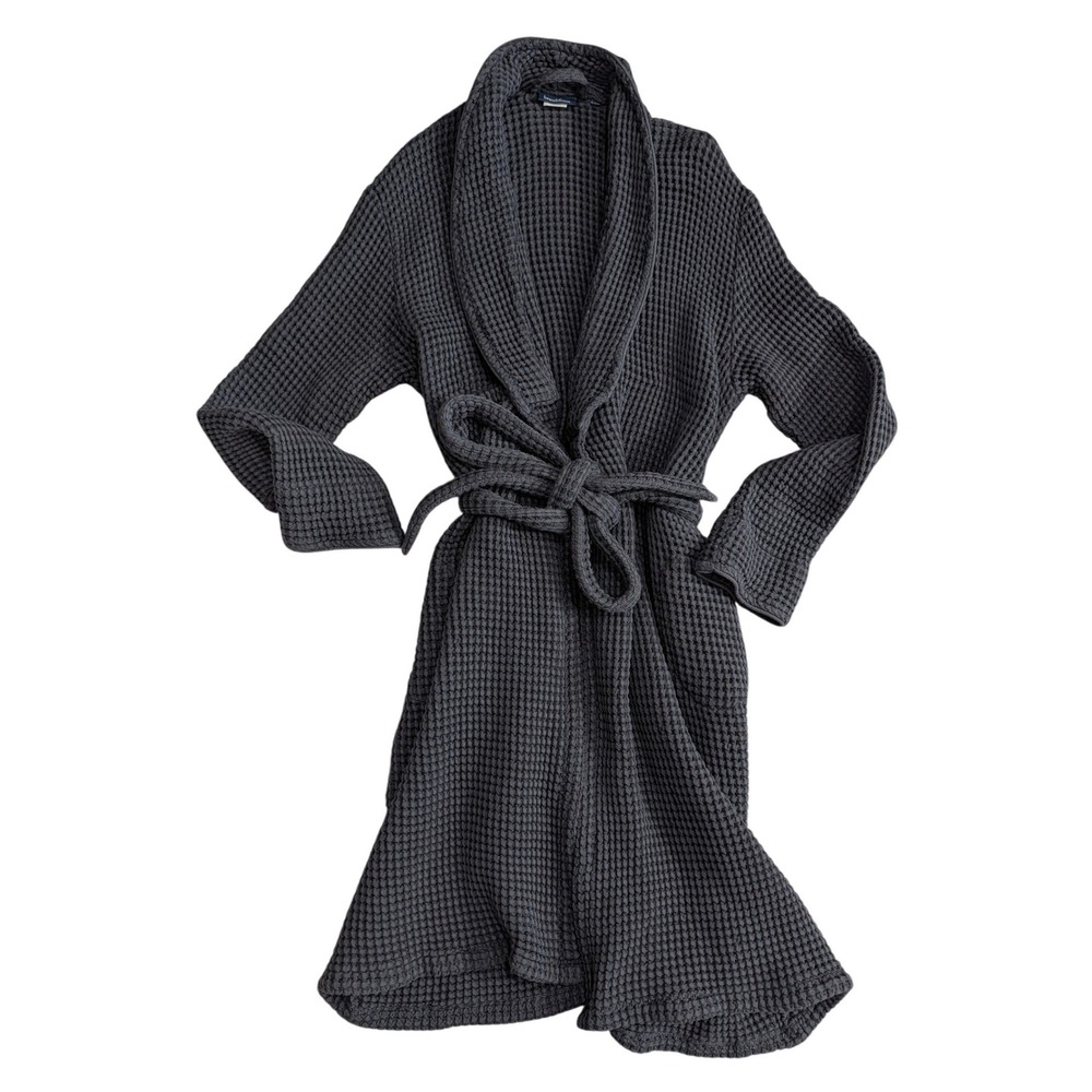 Brooklinen Waffle BathRobe Charcoal Grey Extra Large XXL Unisex Loungewear XL